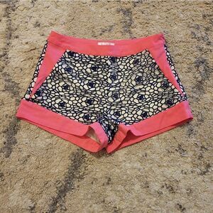 TCEC hot pink/navy blue floral overlay shorts